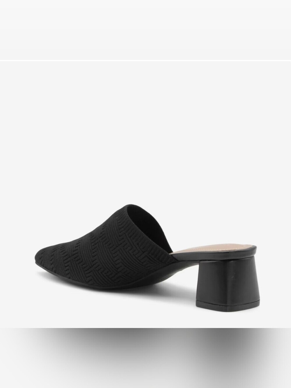Adrienne Vittadini Black Textured Block Heel Mule